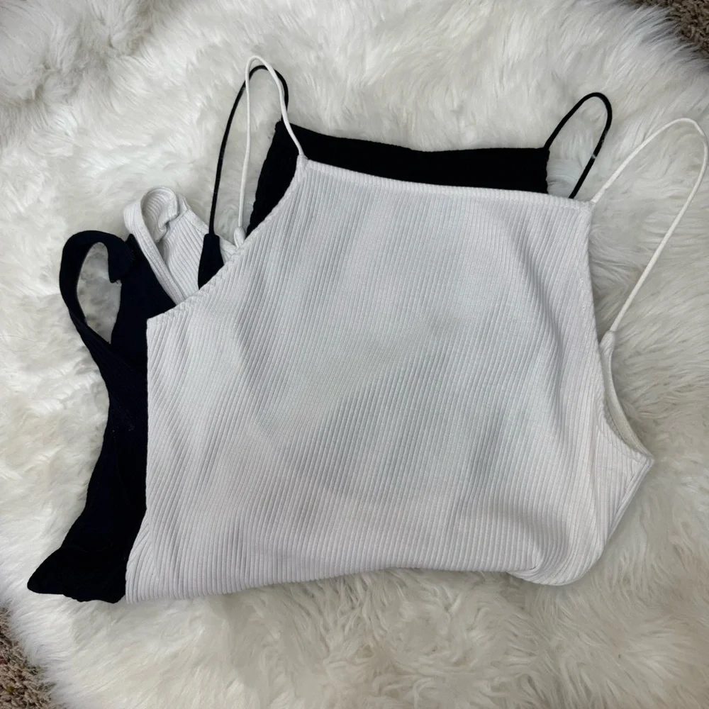 H&M Black and White Ribbed Bodysuits Set Bundle